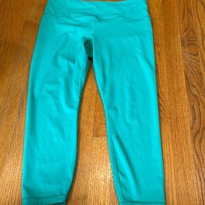 Athleta Blue and Green Leggings with Wide Waistband